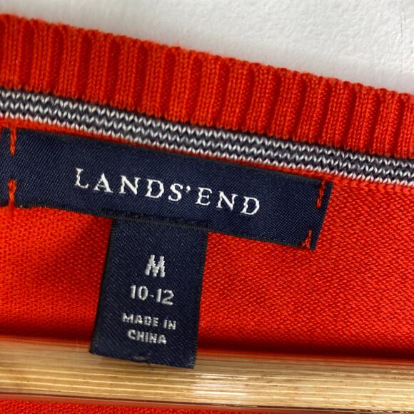Lands' End Womens Tunic Sweater Size M Red 3/4 Sleeve Cotton Stretch Casual - Picture 5 of 8